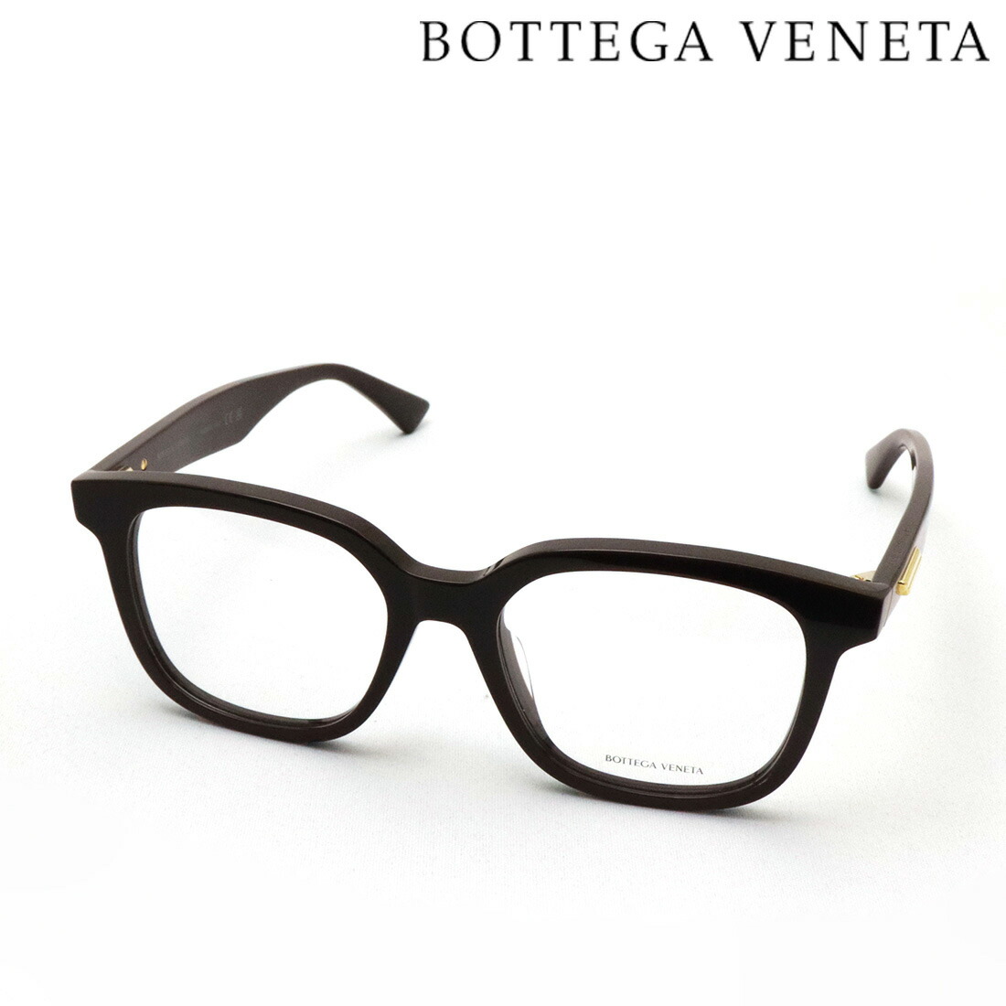 NewModel 【ボッテガ ヴェネタ メガネ 正規販売店】BOTTEGA VENETA BV1334OA 004 52 ボッテガヴェネタ 伊達メガネ 度付き ブルーライト カット 眼鏡 Made In Italy レディース メンズ スクエア ブラウン系