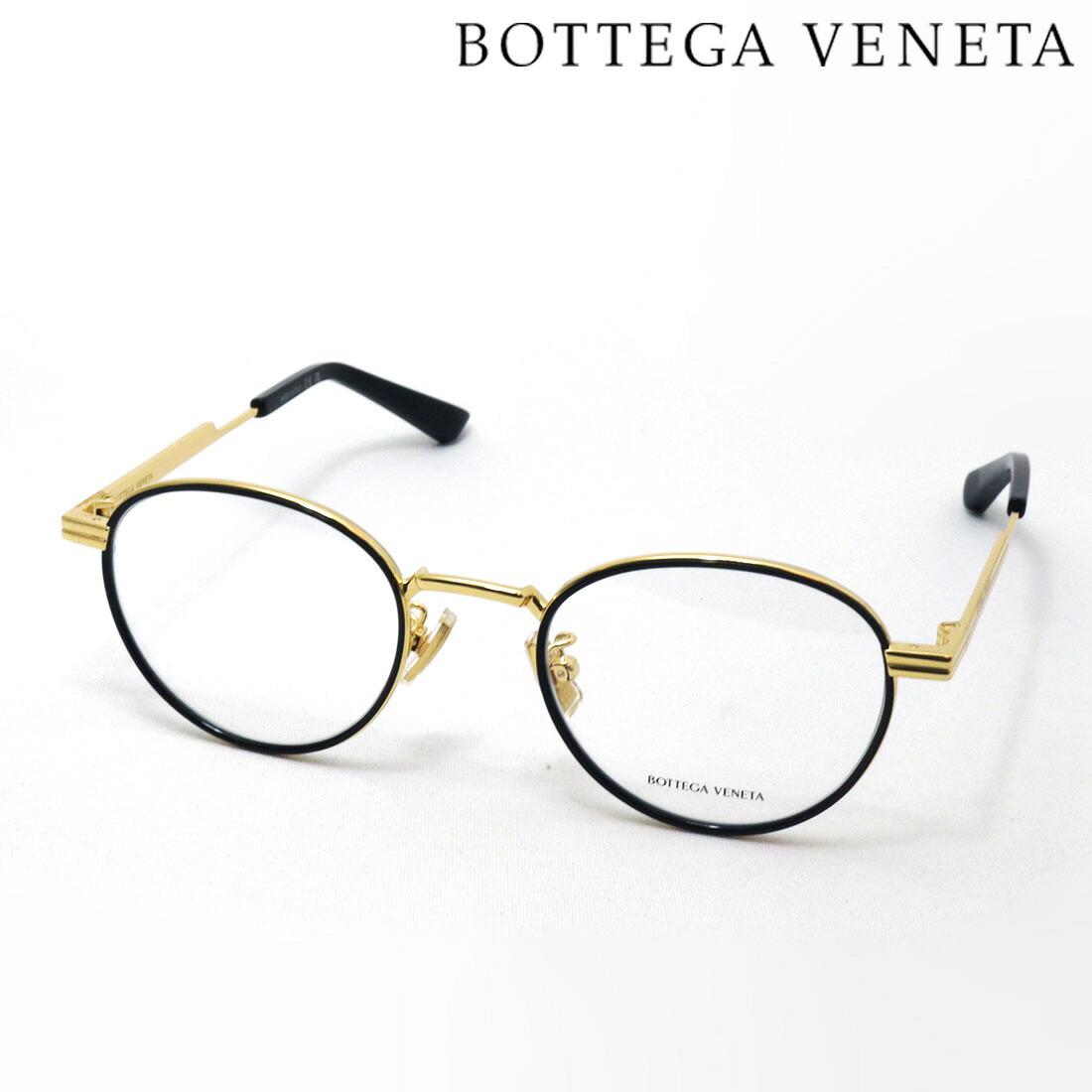 NewModel 【ボッテガ ヴェネタ メガネ 正規販売店】BOTTEGA VENETA BV1337OJ 001 48 ボッテガヴェネタ 伊達メガネ 度付き ブルーライト カット 眼鏡 Made In Italy レディース メンズ ラウンド ゴールド系