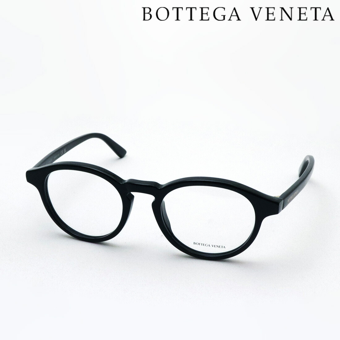 NewModel 【ボッテガ ヴェネタ メガネ 正規販売店】BOTTEGA VENETA BV1420O 001 50 LOGO ボッテガヴェネタ 伊達メガネ 度付き ブルーライト カット 眼鏡 黒縁 Made In Italy メンズ ボストン ブラック系
