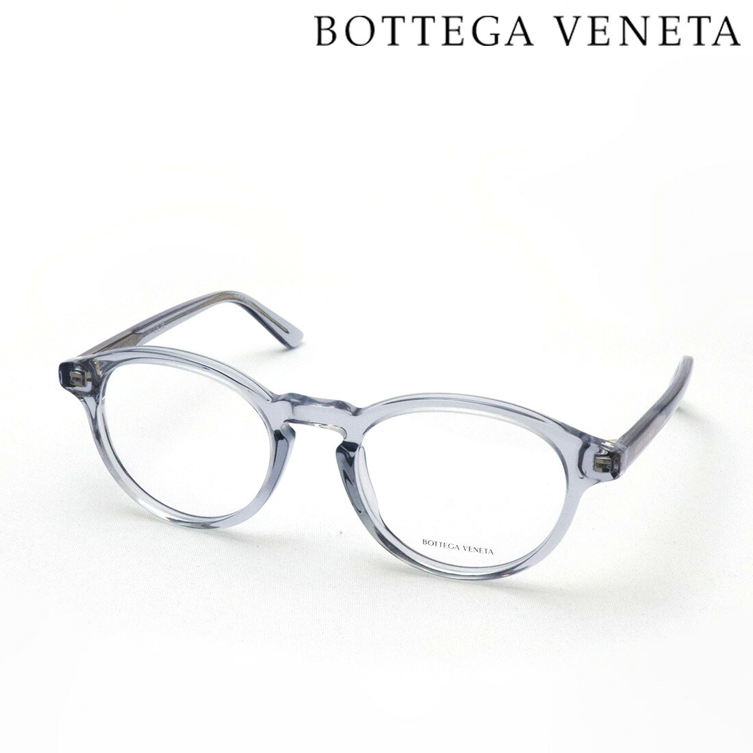 NewModel 【ボッテガ ヴェネタ メガネ 正規販売店】BOTTEGA VENETA BV1420O 005 50 LOGO ボッテガヴェネタ 伊達メガネ 度付き ブルーライト カット 眼鏡 Made In Italy メンズ ボストン ブルー系|グラスマニア -Tokyo Aoyama-