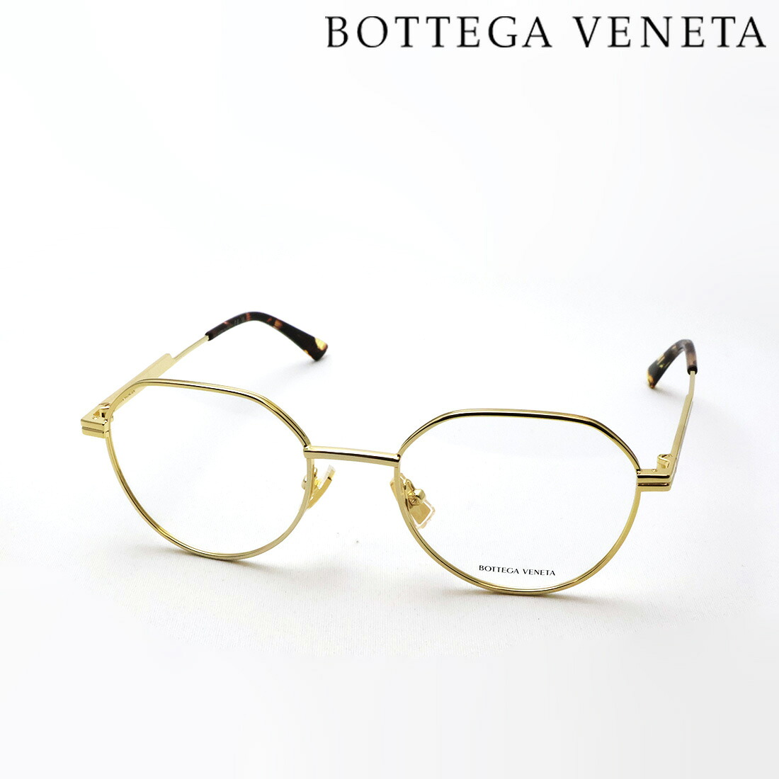 NewModel 【ボッテガ ヴェネタ メガネ 正規販売店】BOTTEGA VENETA BV1468O 001 51 RIBBON ボッテガヴェネタ 伊達メガネ 度付き ブルーライト カット 眼鏡 Made In Italy メンズ レディース ボストン ゴールド系|グラスマニア -Tokyo Aoyama-