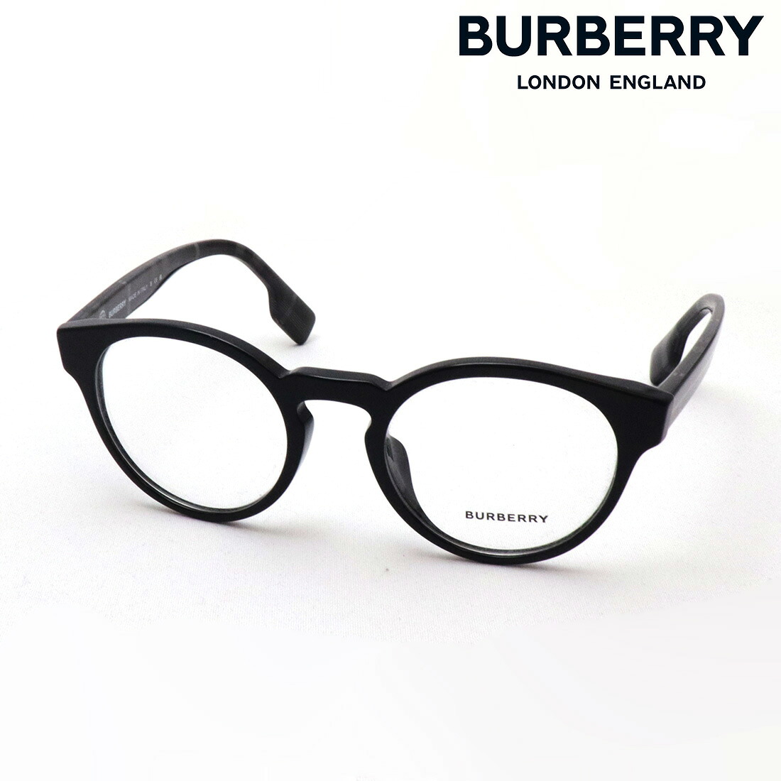 アウトレット 【バーバリー メガネ 正規販売店】 BURBERRY BE2354F 3996 伊達メガネ 度付き ブルーライト カット 眼鏡 黒縁 Made In Italy ラウンド ブラック系 外箱なし|グラスマニア -Tokyo Aoyama-