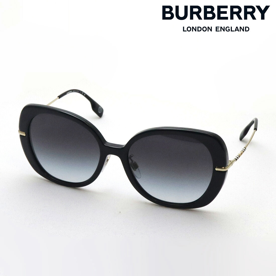 プレミア生産終了モデル 【バーバリー サングラス 正規販売店】 BURBERRY BE4374F 30018G レディース EUGENIE ユージェニー Made In Italy スクエア ブラック系｜グラスマニア -Tokyo Aoyama-