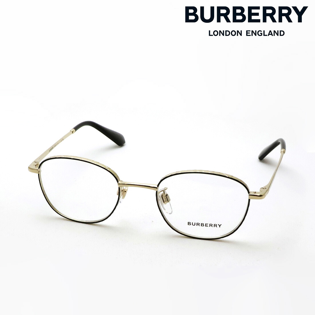 NewModel 【バーバリー メガネ 正規販売店】 BURBERRY BE1403D 1326 48 レディース 伊達メガネ 度付き ブルーライト カット 眼鏡 Made In Italy ボストン ブラック系 ゴールド系｜グラスマニア -Tokyo Aoyama-