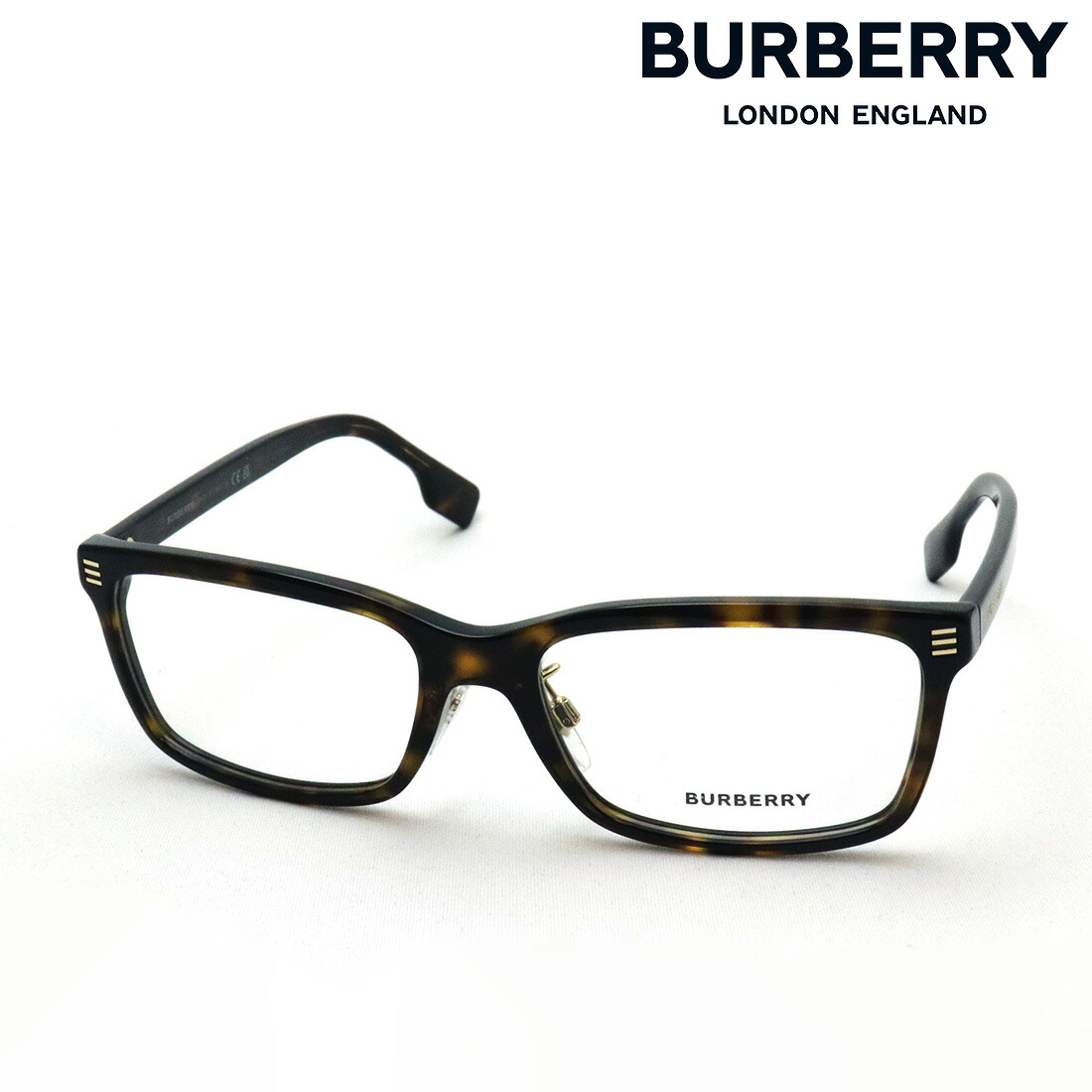 【バーバリー メガネ 正規販売店】 BURBERRY BE2352F 3002 56 FOSTER フォスター 伊達メガネ 度付き ブルーライト カット 眼鏡 Made In Italy スクエア トータス系｜グラスマニア -Tokyo Aoyama-