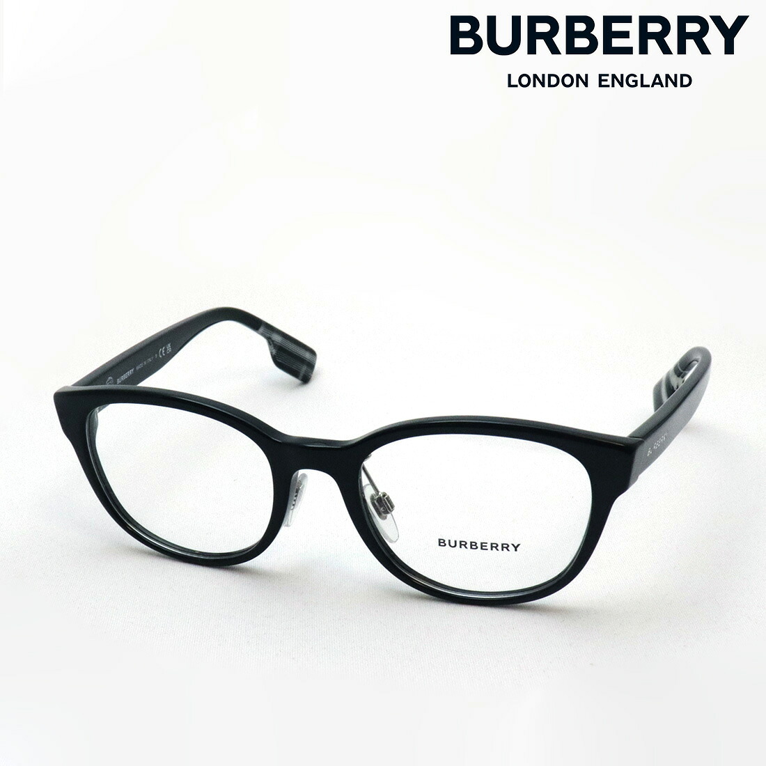 アウトレット 【バーバリー メガネ 正規販売店】 BURBERRY BE2381D 3001 51 PEYTON ペイトン 伊達メガネ 度付き ブルーライト カット 眼鏡 丸メガネ Made In Italy ボストン ブラック系 外箱なし｜グラスマニア -Tokyo Aoyama-