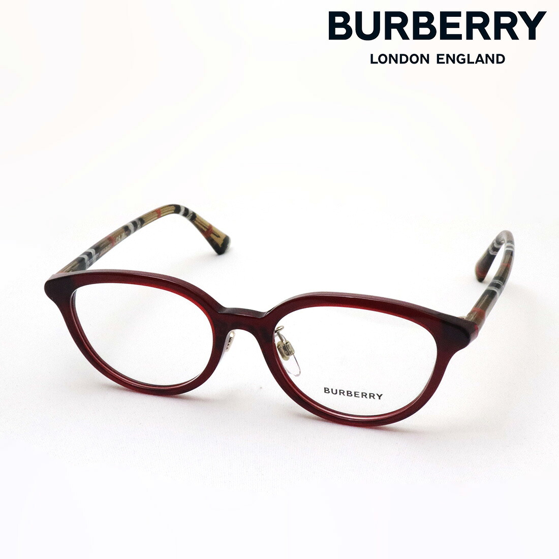 NewModel 【バーバリー メガネ 正規販売店】 BURBERRY BE2435D 4176 50 レディース 伊達メガネ 度付き ブルーライト カット 眼鏡 Made In Italy ボストン レッド系｜グラスマニア -Tokyo Aoyama-