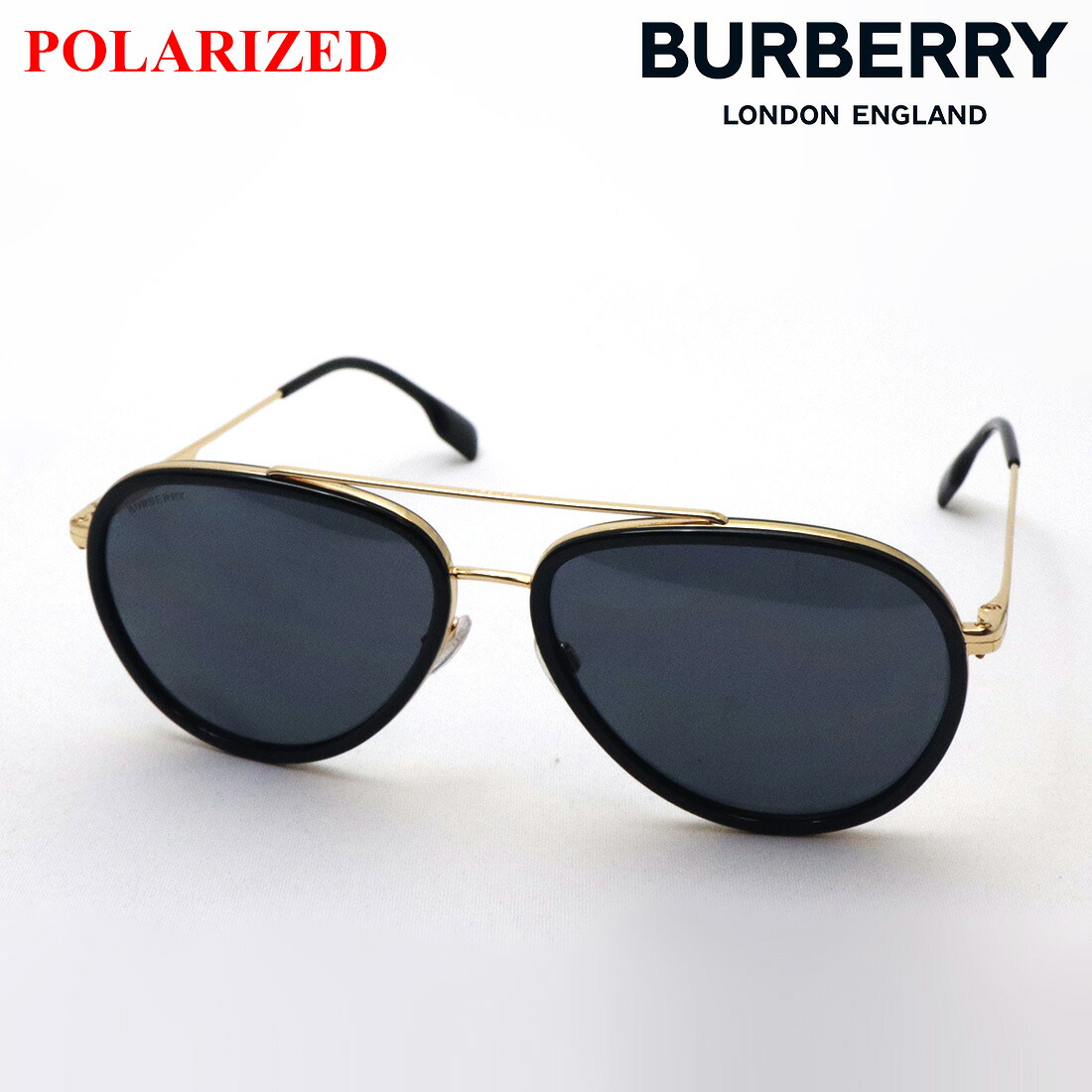 【バーバリー 偏光サングラス 正規販売店】 BURBERRY BE3125 101781 OLIVER オリバー Made In Italy ティアドロップ ゴールド系