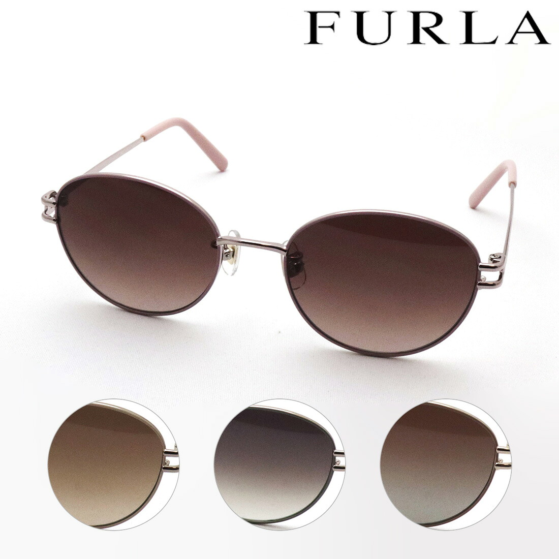 NewModel フルラ 黒眼鏡 定め事売りわたすお墨付き店 FURLA SFUA45J ジャパンひな形 レディース ラウンド ゴールド系 さくら色系