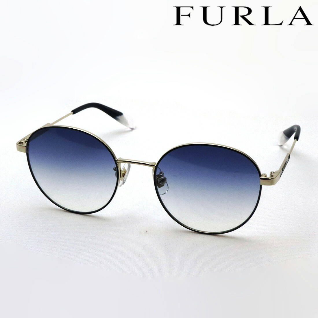 プレミア生産終了モデル 【フルラ サングラス 正規販売認定店】FURLA SFU748J 0492 ラウンド ゴールド系 ブルー系