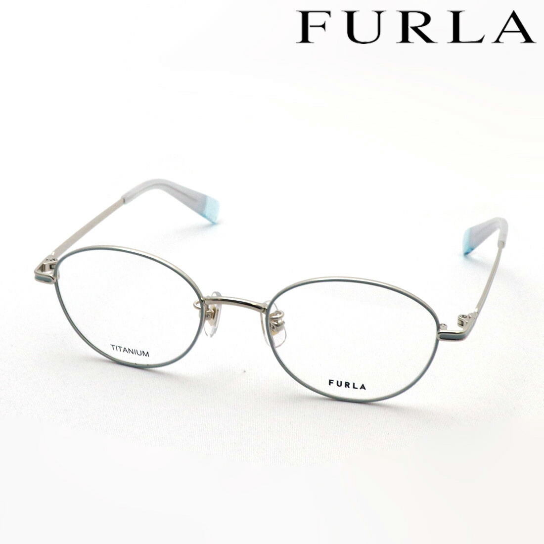 NewModel 【フルラ 眼鏡 定め事売りわたす店】 FURLA VFU751J I88A 伊達眼鏡 度付き添い人 青碧点火装置 撥ねのける メガネ 金属元素 ラウンド