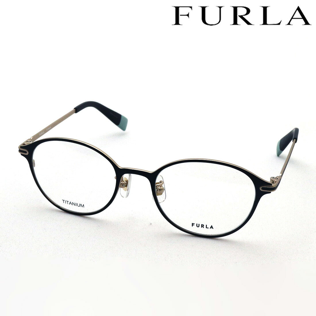 NewModel 【フルラ メガネ 正規販売店】 FURLA VFU752J 648A 伊達メガネ 度付き ブルーライト カット 眼鏡 メタル ラウンド
