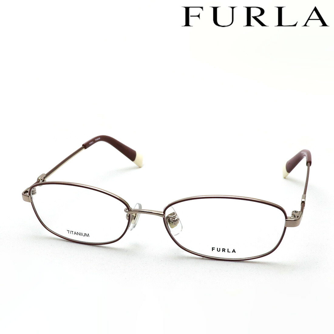 【フルラ メガネ 正規販売店】 FURLA VFU795J 08NE 53 TITANIUM チタニウム 伊達メガネ 度付き ブルーライト カット 眼鏡 メタル オーバル|グラスマニア -Tokyo Aoyama-