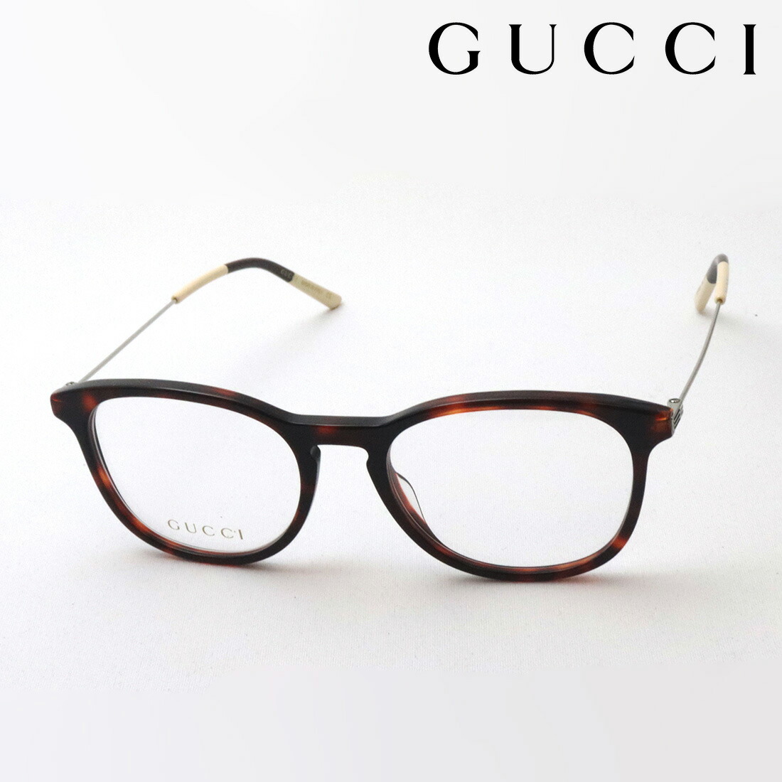 おすすめ価格 【グッチ メガネ 正規販売認定店】 GUCCI GG1049O 002 52 伊達メガネ 度付き 眼鏡 WEB Made In Italy ボストン トータス系