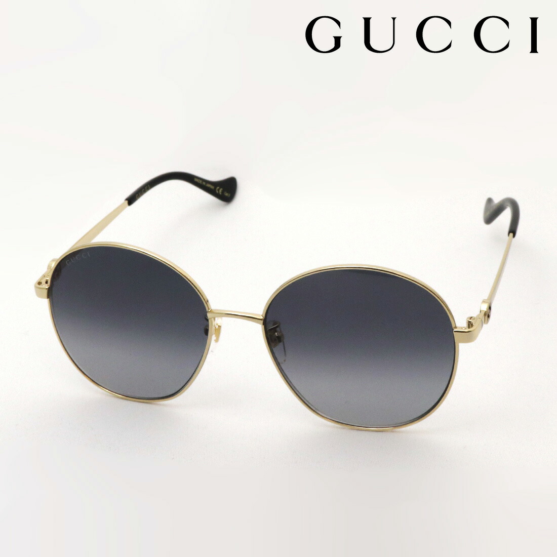 おすすめ価格 【グッチ サングラス 正規販売認定店】 GUCCI アジアンモデル GG1090SA 001 Made In Japan シェイプ ゴールド系