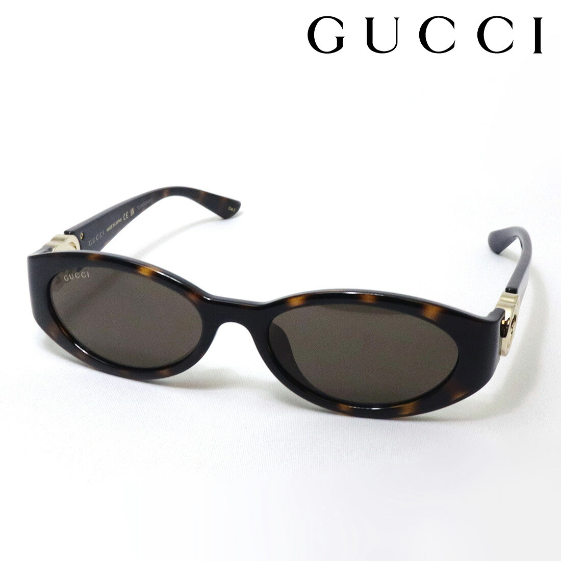 NewModel 【グッチ サングラス 正規販売認定店】 GUCCI アジアンモデル GG1662SA 002 EMBLEM Made In Japan レディース オーバル トータス系