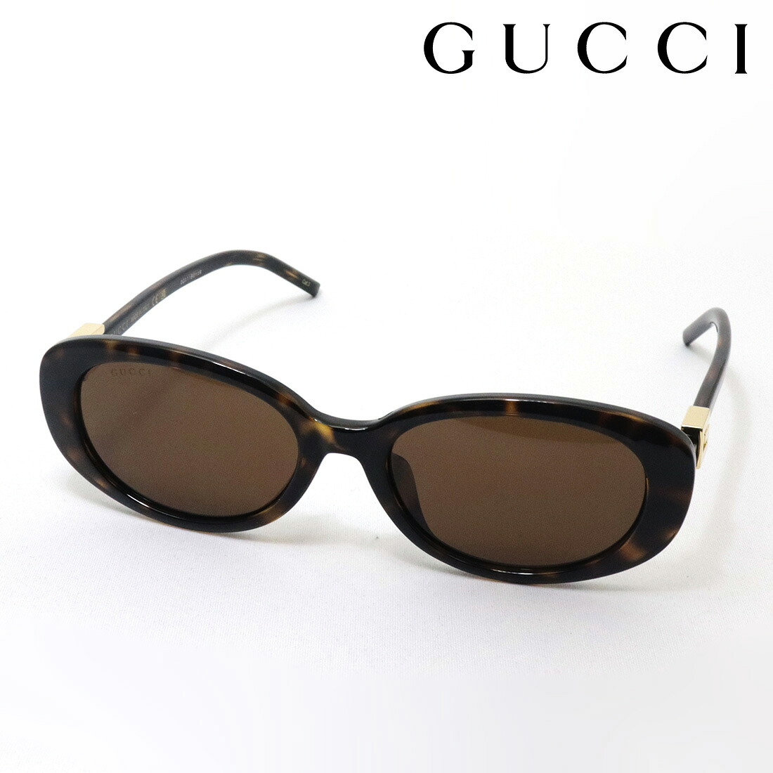 NewModel 【グッチ サングラス 正規販売認定店】 GUCCI アジアンモデル GG1684SA 004 EMBLEM Made In Italy レディース オーバル トータス系｜グラスマニア -Tokyo Aoyama-