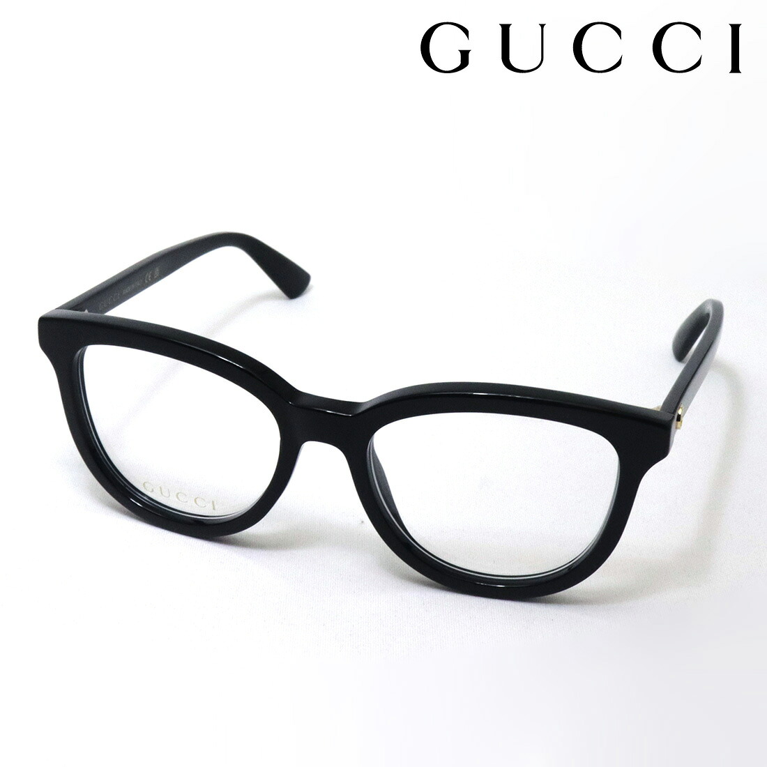NewModel【グッチ メガネ 正規販売認定店】 GUCCI GG1687O 001 EMBLEM 伊達メガネ 度付き 眼鏡 黒縁 Made In Italy レディース ボストン ブラック系