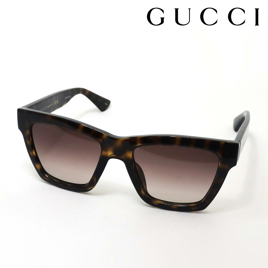 NewModel 【グッチ 黒眼鏡 置き目売りわたす御墨付き店】 GUCCI GG1714S 002 EMBLEM Made In Italy レディース 真四角 トータス系