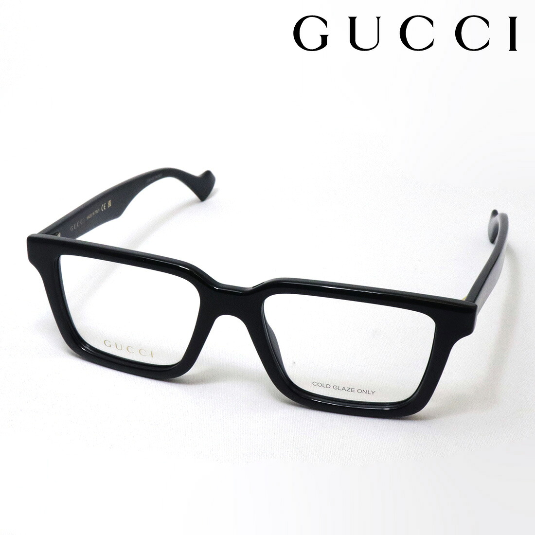 NewModel【グッチ メガネ 正規販売認定店】 GUCCI GG1729O 001 LOGO 伊達メガネ 度付き 眼鏡 黒縁 Made In Italy メンズ スクエア ブラック系|グラスマニア -Tokyo Aoyama-