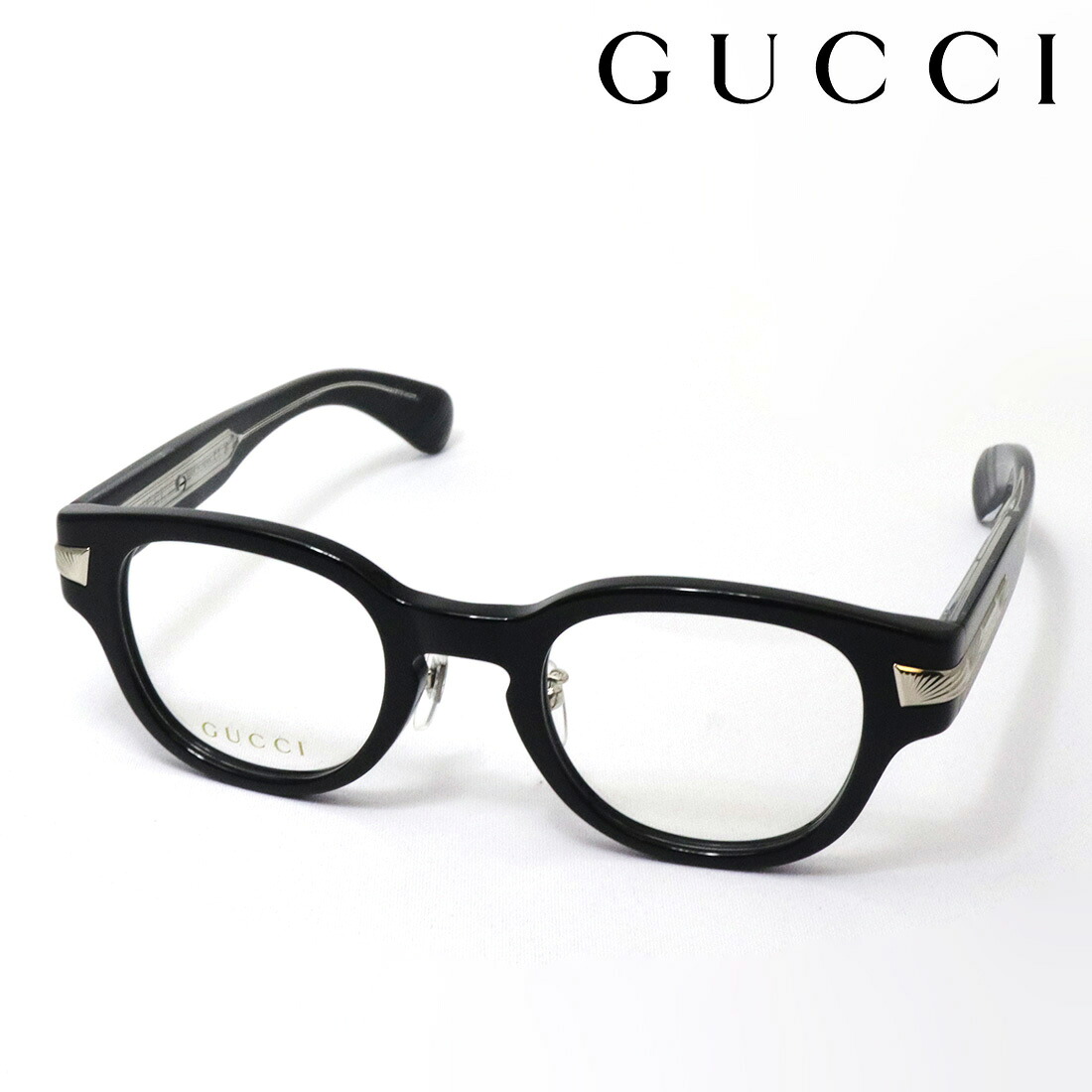 NewModel【グッチ 眼鏡 置き目売りわたす御墨付き店】 GUCCI GG1741OJ 001 LETTERING 伊達眼鏡 度付き添い人 メガネ 黒縁 Made In Japan レディース 豆の町 黒いこと系