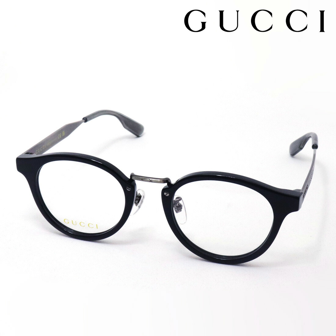 NewModel【グッチ 眼鏡 置き目売りわたす御墨付き店】 GUCCI GG1743OJ 001 LOGO 伊達眼鏡 度付き添い人 メガネ 黒縁 Made In Japan レディース メンズ ラウンド 黒いこと系