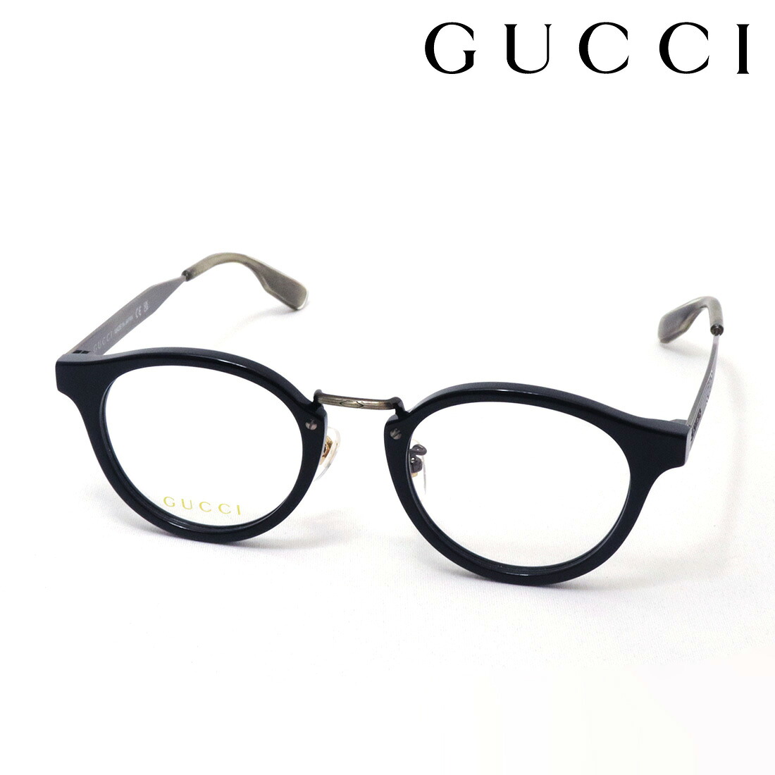 NewModel【グッチ メガネ 正規販売認定店】 GUCCI GG1743OJ 002 LOGO 伊達メガネ 度付き 眼鏡 黒縁 Made In Japan レディース メンズ ラウンド ブラック系 44,880円