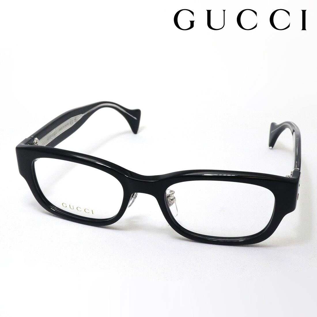NewModel【グッチ 眼鏡 置き目売りわたす御墨付き店】 GUCCI GG1744OJ 001 LOGO 伊達眼鏡 度付き添い人 メガネ 黒縁 Made In Japan レディース メンズ 真四角 黒いこと系