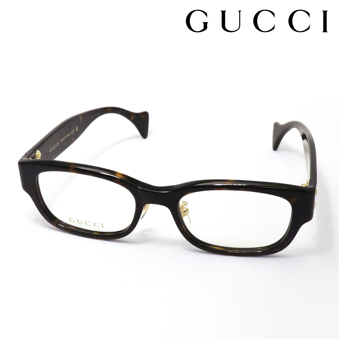 NewModel【グッチ 眼鏡 置き目売りわたす御墨付き店】 GUCCI GG1744OJ 002 LOGO 伊達眼鏡 度付き添い人 メガネ Made In Japan レディース メンズ 真四角 トータス系