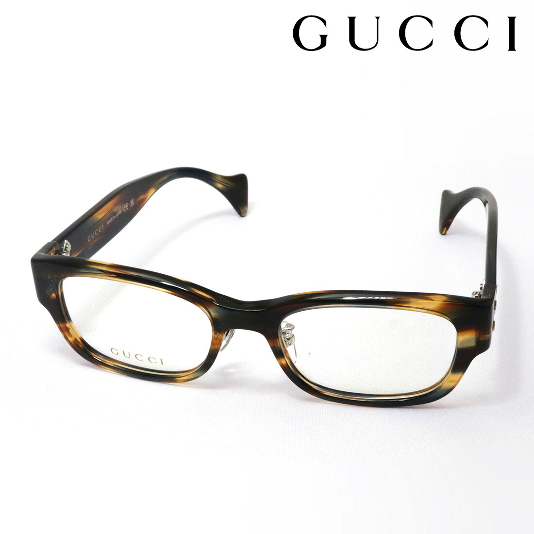 NewModel【グッチ 眼鏡 置き目売りわたす御墨付き店】 GUCCI GG1744OJ 003 LOGO 伊達眼鏡 度付き添い人 メガネ Made In Japan レディース メンズ 真四角 トータス系
