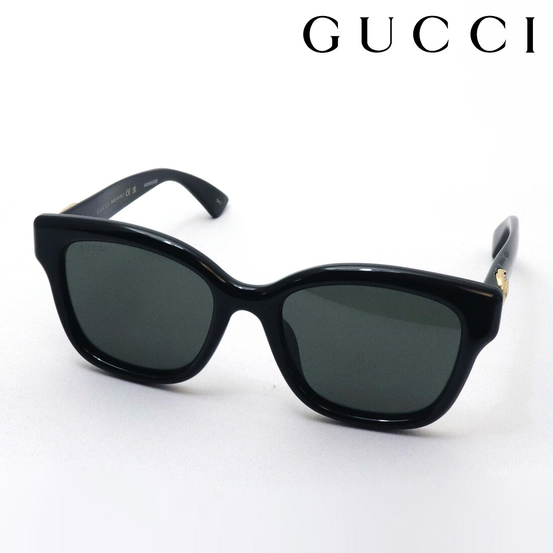 NewModel 【グッチ サングラス 正規販売認定店】 GUCCI アジアンモデル GG1830SK 001 EMBLEM Made In Italy レディース スクエア ブラック系