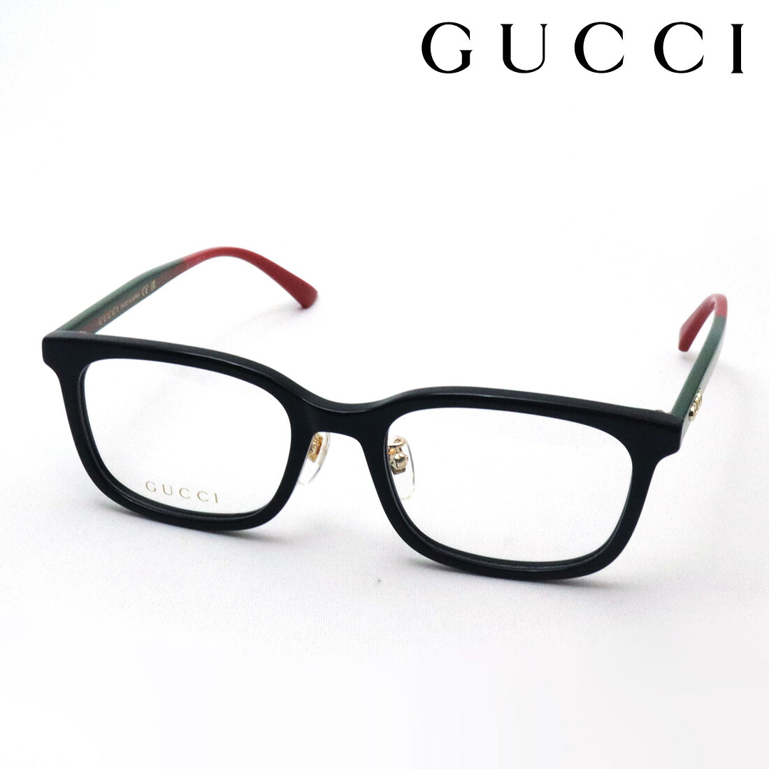 NewModel【グッチ メガネ 正規販売認定店】GUCCI GG1873OK 001 SIGN 伊達メガネ 度付き 眼鏡 Made In Japan メンズ スクエア ブラック系