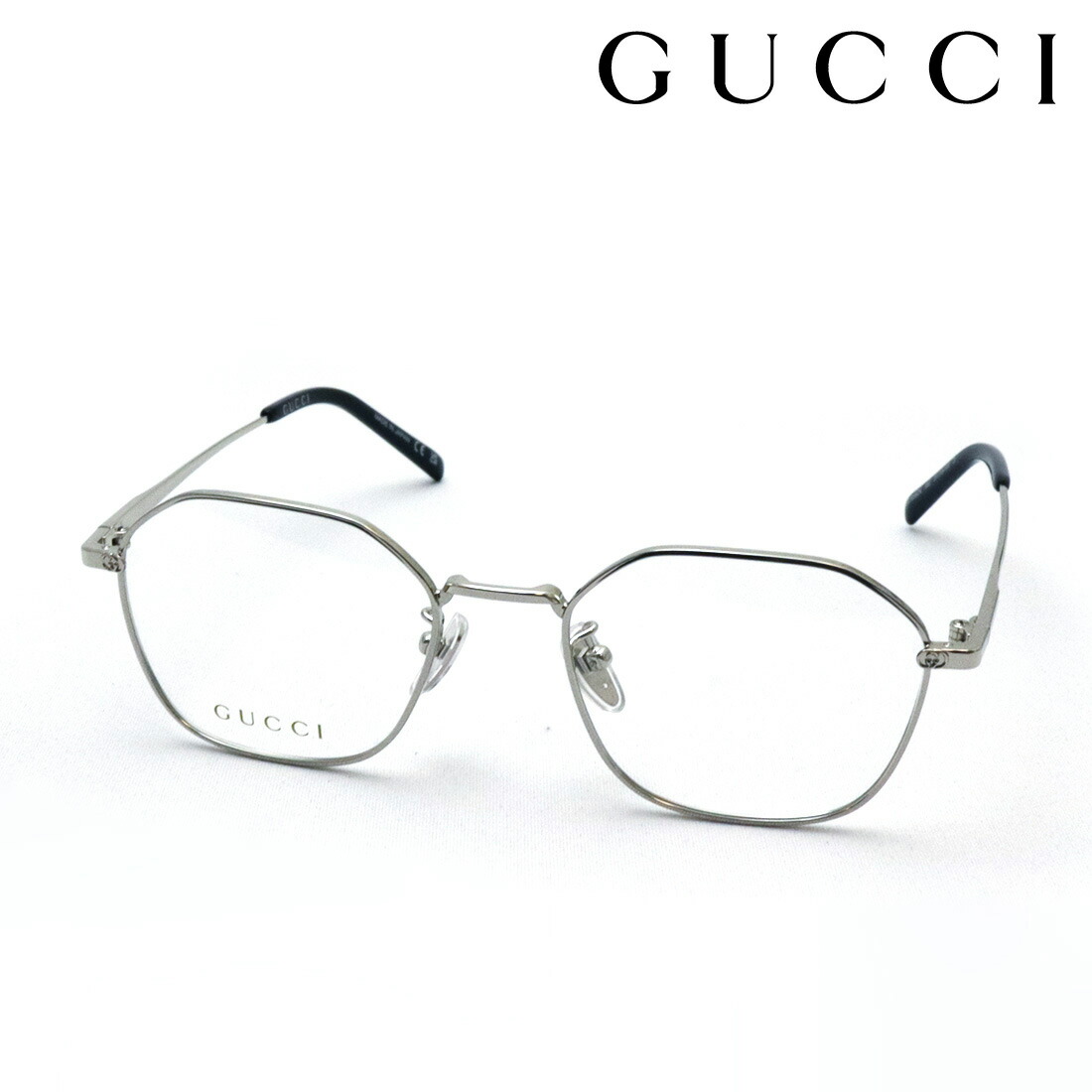 NewModel【グッチ メガネ 正規販売認定店】 GUCCI GG1956OK 002 51 LOGO 伊達メガネ 度付き 眼鏡 Made In Japan レディース ボストン シルバー系