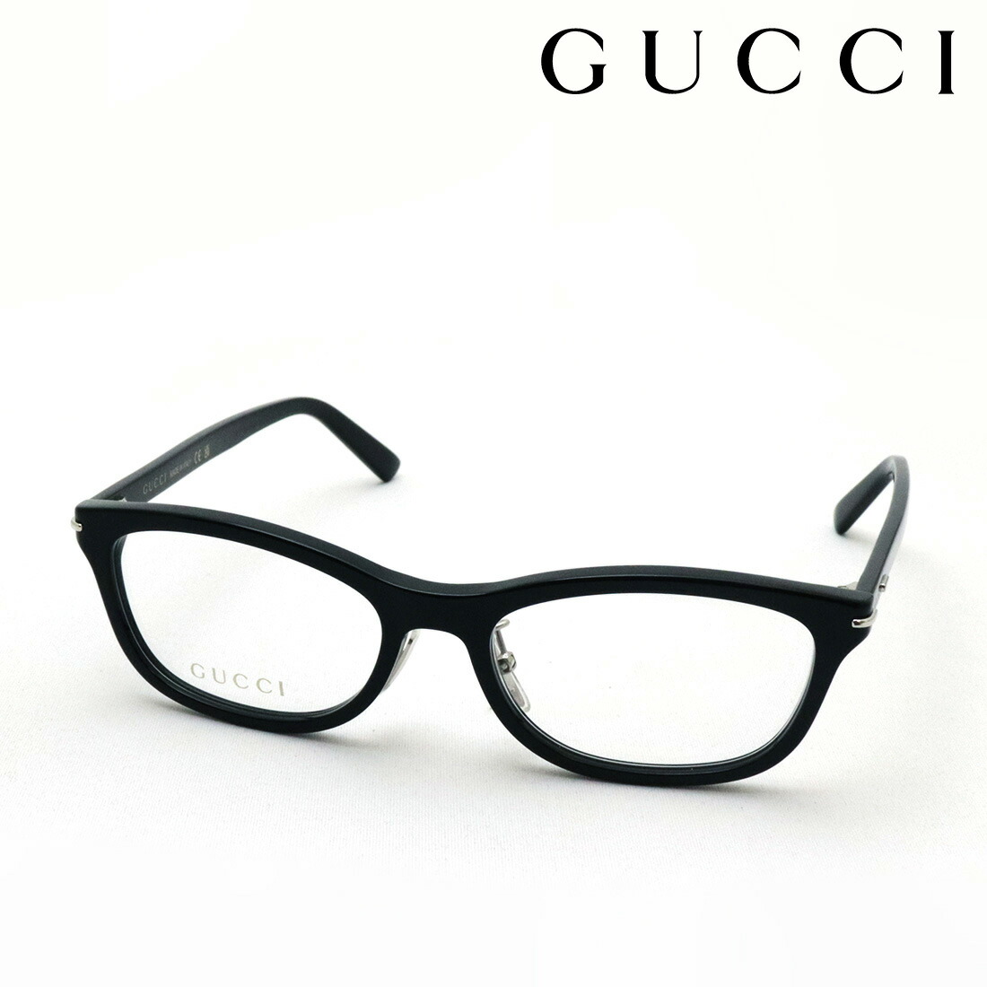 NewModel【グッチ メガネ 正規販売認定店】 GUCCI GG2003OJ 001 53 LOGO 伊達メガネ 度付き 眼鏡 Made In Italy メンズ スクエア ブラック系|グラスマニア -Tokyo Aoyama-