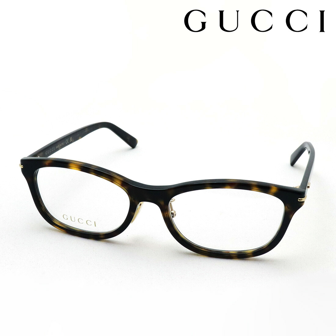 NewModel【グッチ メガネ 正規販売認定店】 GUCCI GG2003OJ 002 53 LOGO 伊達メガネ 度付き 眼鏡 Made In Italy メンズ スクエア トータス系