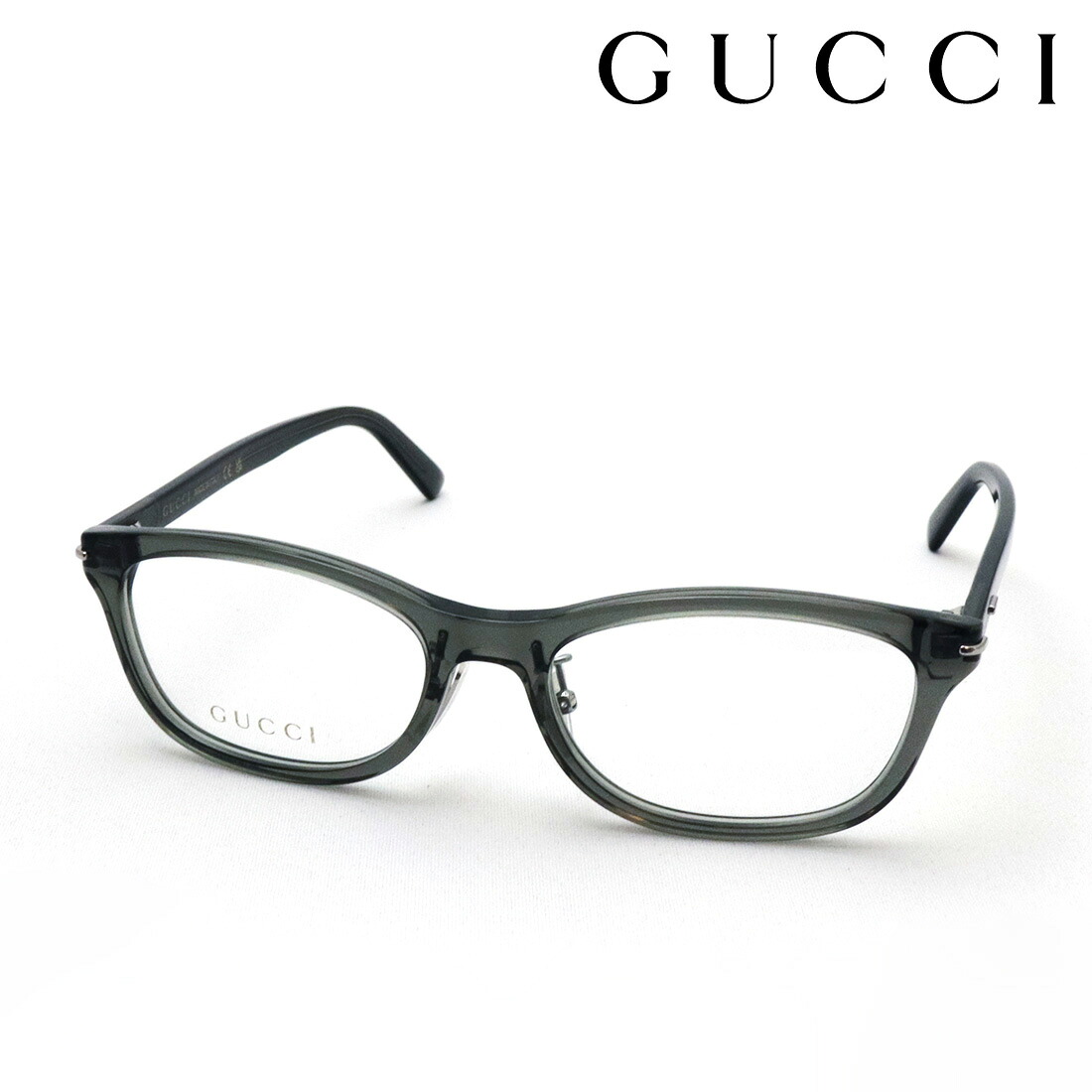 NewModel【グッチ メガネ 正規販売認定店】 GUCCI GG2003OJ 003 53 LOGO 伊達メガネ 度付き 眼鏡 Made In Italy メンズ スクエア グレー系