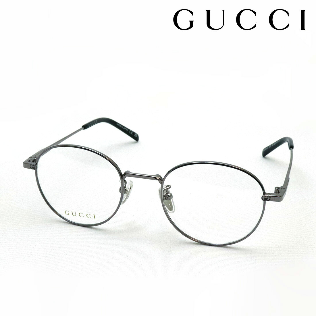 NewModel【グッチ メガネ 正規販売認定店】 GUCCI GG2004OA 003 50 LOGO 伊達メガネ 度付き 眼鏡 Made In Japan レディース ラウンド シルバー系