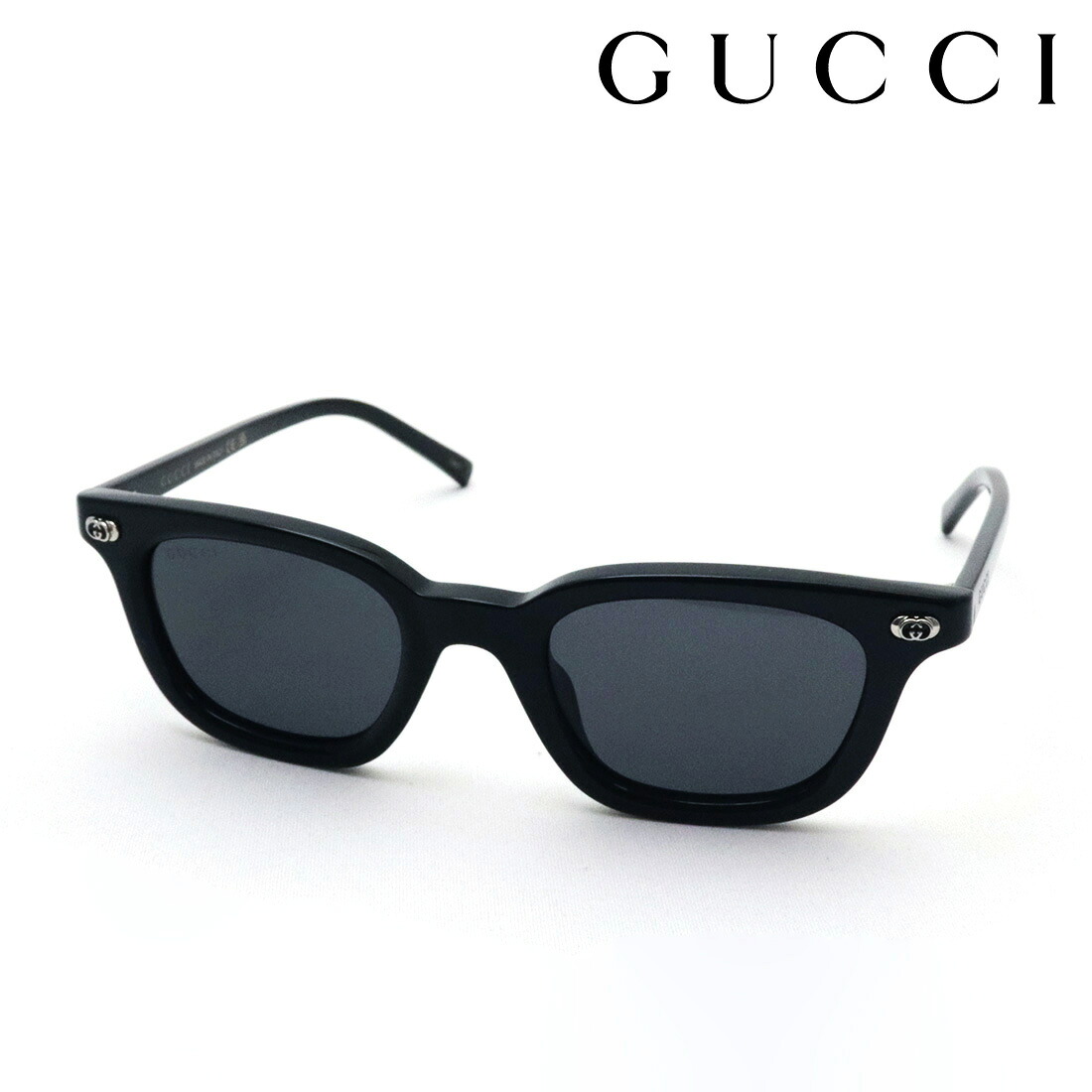 NewModel 【グッチ サングラス 正規販売認定店】 GUCCI GG1946S 001 48 LOGO Made In Italy メンズ スクエア ブラック系