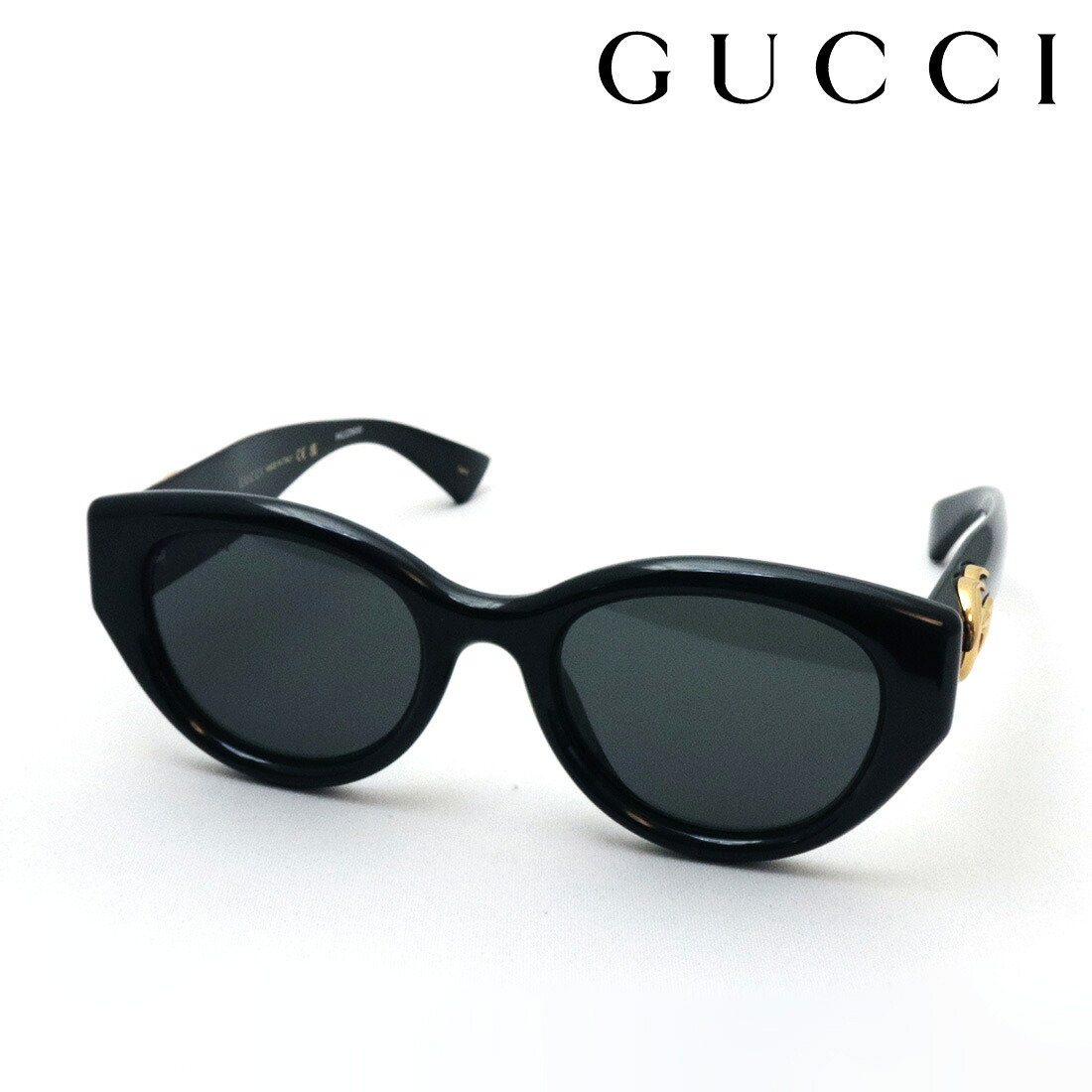 NewModel 【グッチ サングラス 正規販売認定店】 GUCCI アジアンモデル GG1976SK 001 52 EMBLEM Made In Italy レディース キャットアイ ブラック系