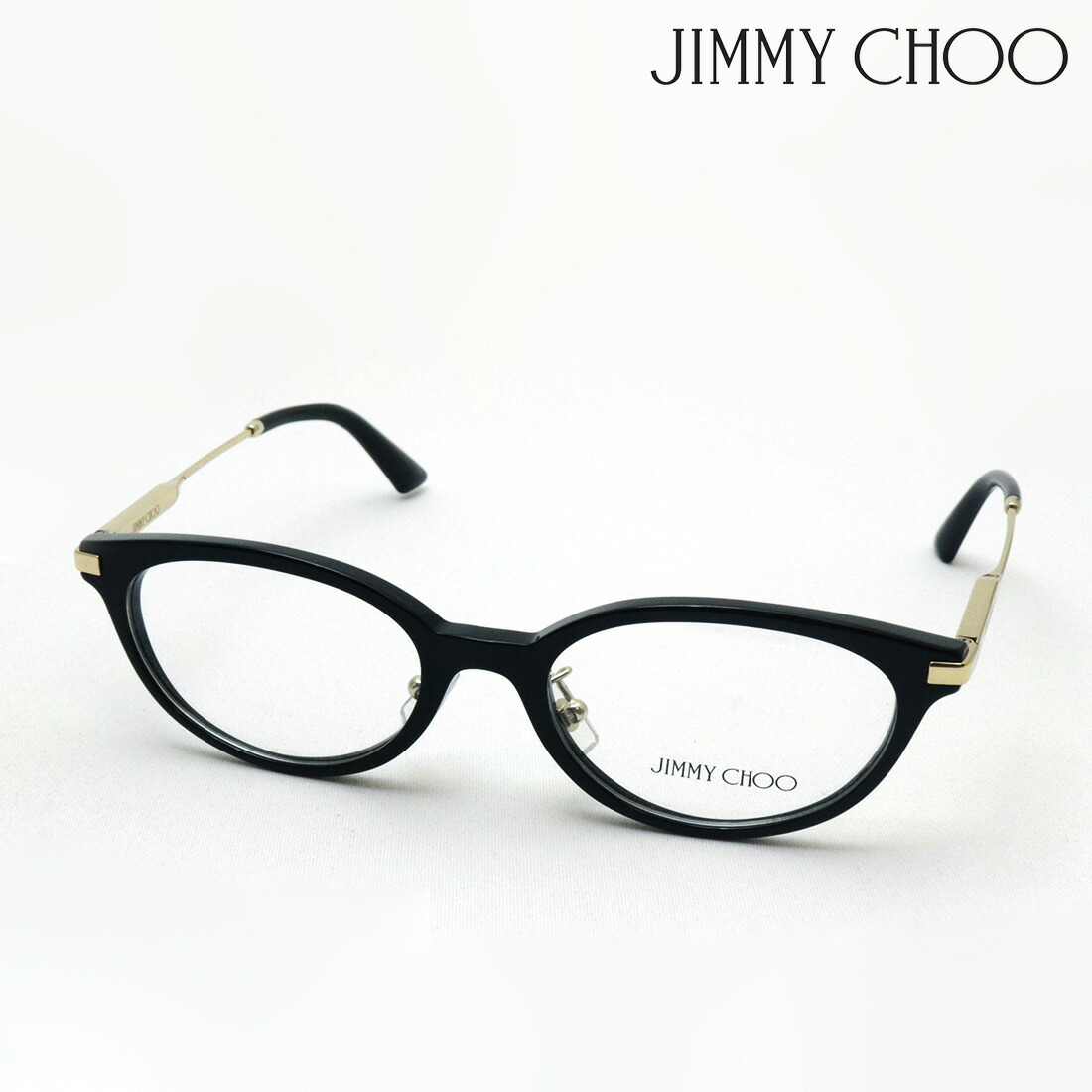 【ジミーチュウ メガネ 正規販売店】 JIMMY CHOO JC3029D 5000 52 レディース 伊達メガネ 度付き ブルーライト カット 眼鏡 オーバル ブラック系