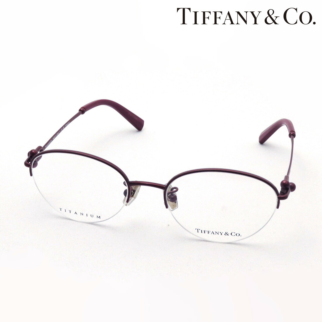 【ティファニー 眼鏡 置き目売りわたす店】 TIFFANY\u0026Co. TF1158TD 6015 TITANIUM チタニウム 伊達眼鏡 度付き添い人 青色点火装置 とり捨てる メガネ Made In Japan オーバル 二分の一リム 赤いこと系