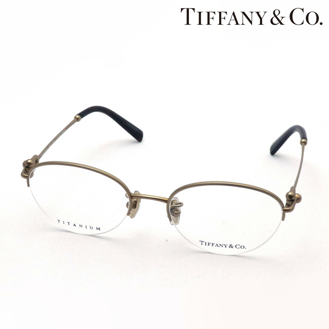 【ティファニー 眼鏡 置き目売りわたす店】 TIFFANY\u0026Co. TF1158TD 6021 TITANIUM チタニウム 伊達眼鏡 度付き添い人 青色点火装置 とり捨てる メガネ Made In Japan オーバル 二分の一リム ゴールド系