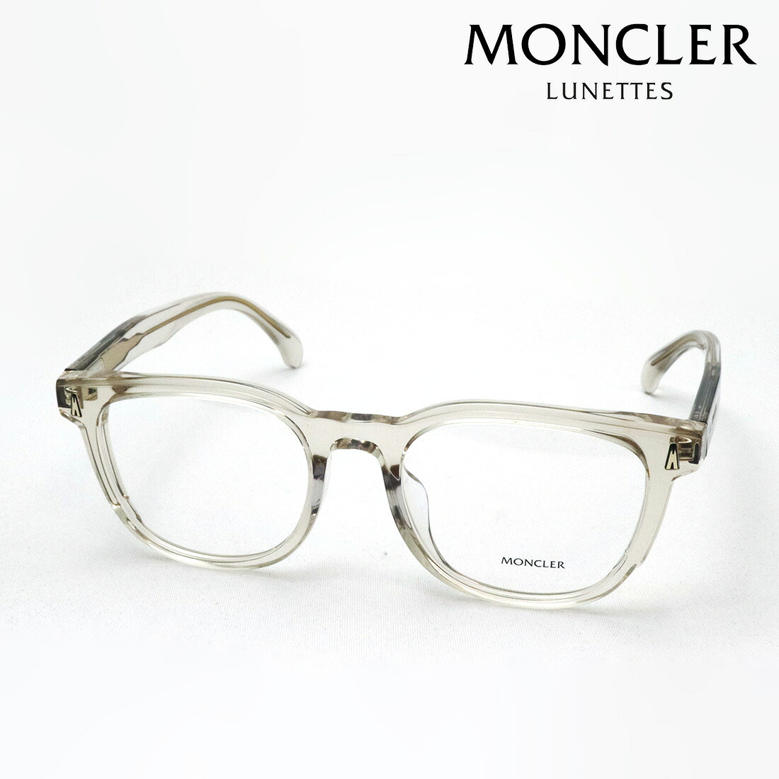 【モンクレール メガネ 正規販売店】 MONCLER ME2002F 3003 52 伊達メガネ 度付き ブルーライト カット 眼鏡 Made In Italy ウェリントン ベージュ系