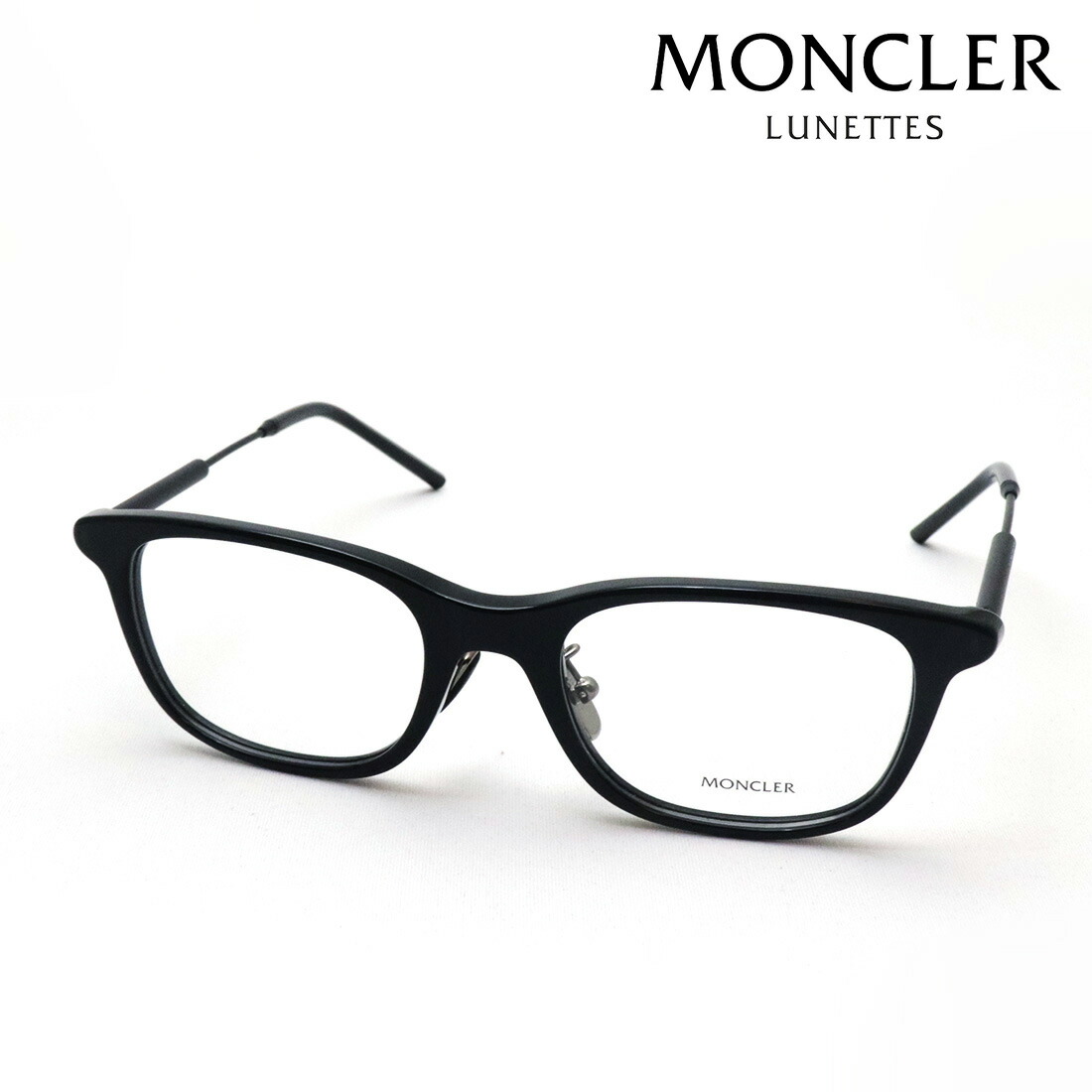 【モンクレール メガネ 正規販売店】 MONCLER ME2013D 3001 51 伊達メガネ 度付き ブルーライト カット 眼鏡 Made In Italy スクエア ブラック系