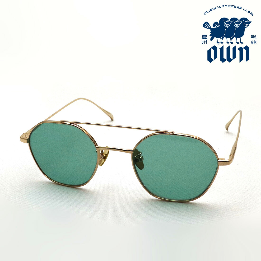 NewModel 【オウン サングラス 正規販売店】 OWN OW-17GD-LGRN #17 チタニウム ライトカラー スクエア ゴールド系|グラスマニア -Tokyo Aoyama-