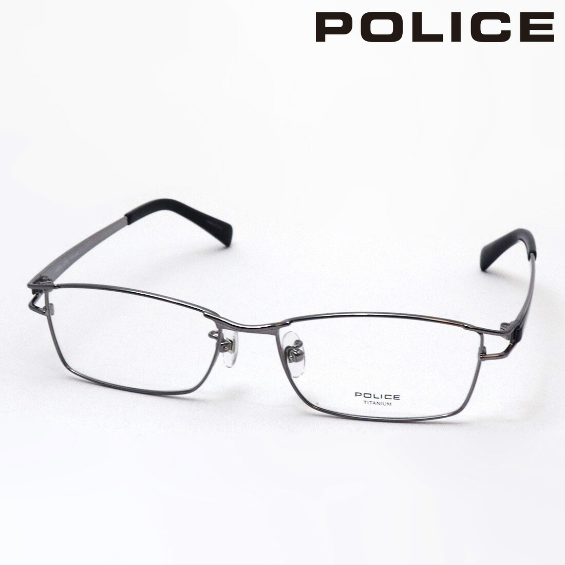 ポリス メガネ 正規販売店 POLICE VPL173J 0568 TITANIUM チタニウム 伊達メガネ 度付き ブルーライト カット 眼鏡 スクエア シルバー系 メンズ 8,580円