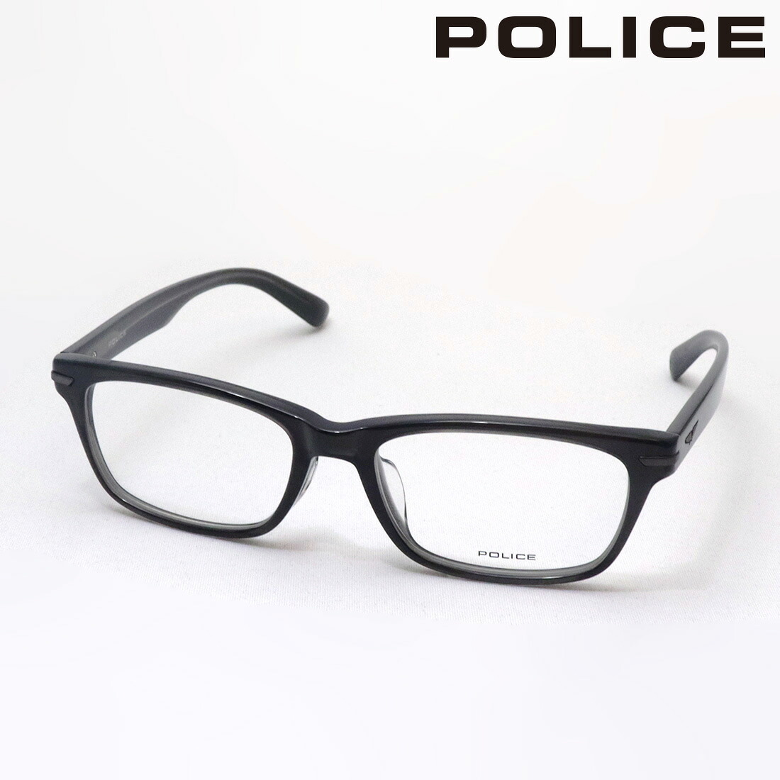 警察当局 眼鏡 定め事売りわたす店 POLICE VPLF55J 0W44 伊達眼鏡 度付き添い人 青碧点火装置 撥ねのける メガネ ウェリントン 薄墨色系 メンズ