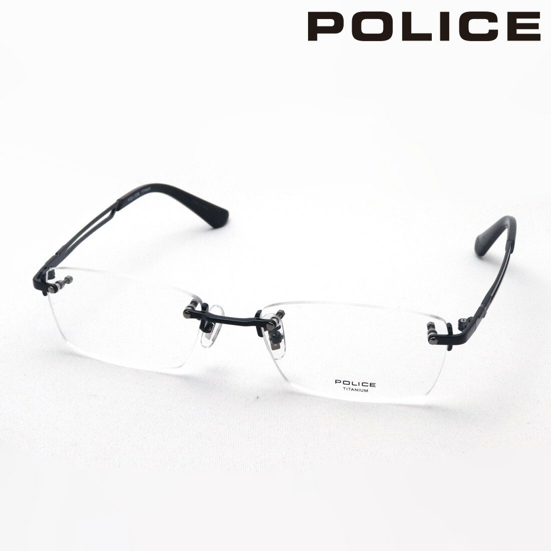 警察当局 眼鏡 定め事売りわたす店 POLICE VPLL39J 0530 TITANIUM チタニウム 伊達眼鏡 金属元素 真四角 黒いこと系 メンズ