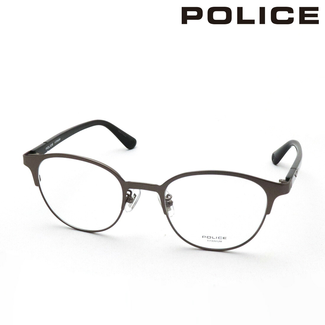 ポリス メガネ 正規販売店 POLICE VPLQ53J 0627 50サイズ メンズ ジャパンモデル チタニウム 伊達メガネ 度付き ブルーライト カット 眼鏡 ボストン シルバー系 8,250円