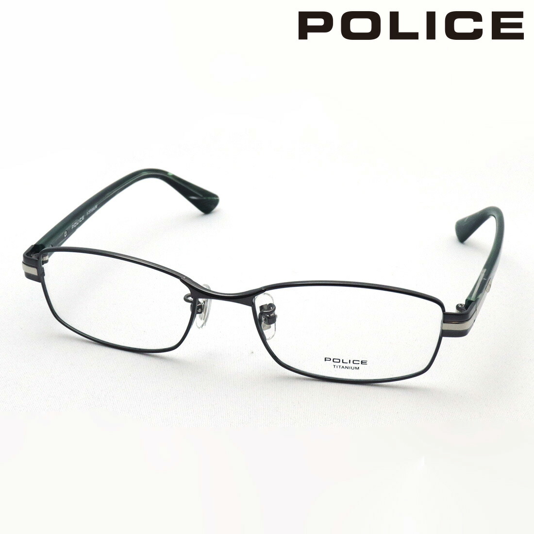 NewModel ポリス メガネ 正規販売店 POLICE VPLM41J 0K59 TITANIUM チタニウム 伊達メガネ 度付き ブルーライト カット 眼鏡 メタル スクエア シルバー系 メンズ